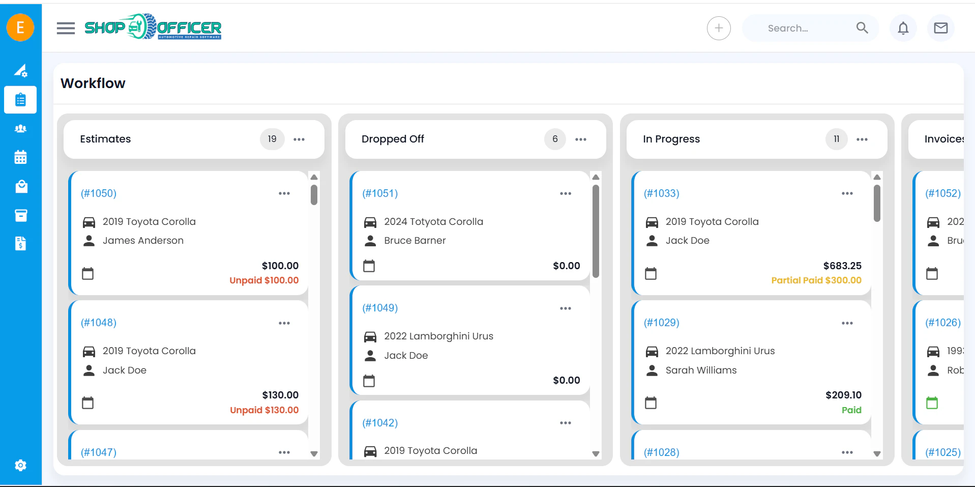 screenshot of Shop Officer